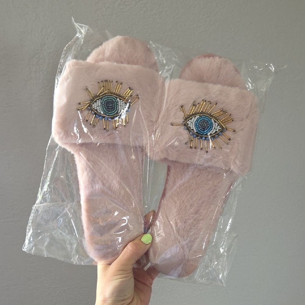 Pink Evil Eye Slippers